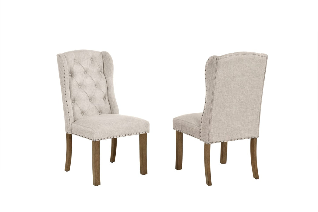 Mariano Furniture - D700 - 7 Piece Dining Table Set in Beige/Brown Oak Veneer - BQ-D701-6WC - GreatFurnitureDeal