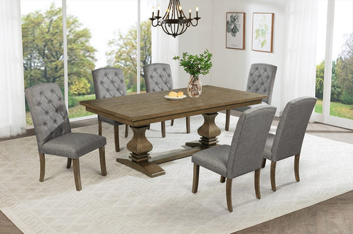 Mariano Furniture - D702 - 7 Piece Dining Set in Dark Gray/Rustic Oak - BQ-D702-6SC - GreatFurnitureDeal