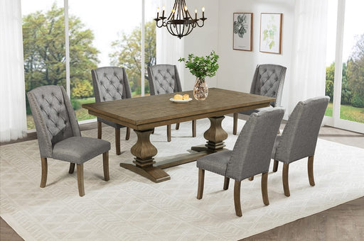 Mariano Furniture - D702 - 7 Piece Dining Table Set in Dark Gray/Rustic Oak - BQ-D702-6WC - GreatFurnitureDeal