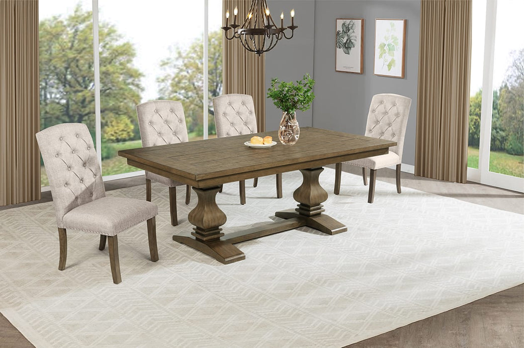 Mariano Furniture - D702 - 5 Piece Dining Set in Beige/Rustic Oak - BQ-D703-4SC - GreatFurnitureDeal