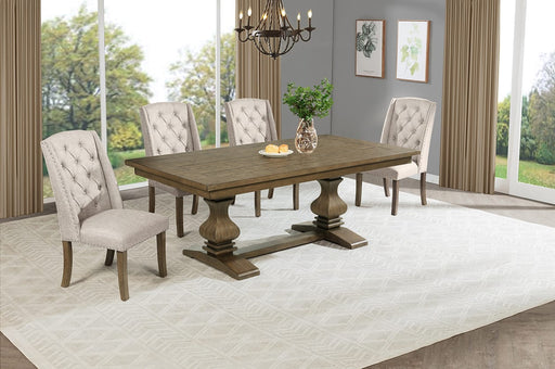 Mariano Furniture - D702 - 5 Piece Dining Set in Beige/Rustic Oak - BQ-D703-4WC - GreatFurnitureDeal