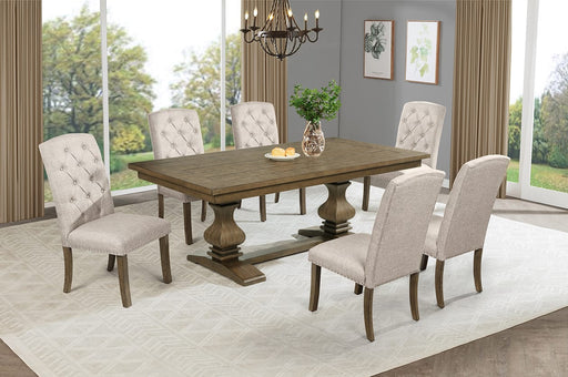 Mariano Furniture - D702 - 7 Piece Dining Set in Beige/Rustic Oak - BQ-D703-6SC - GreatFurnitureDeal