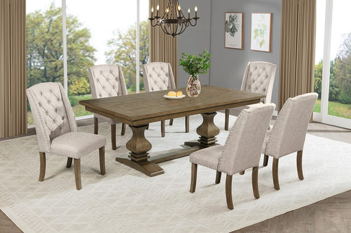 Mariano Furniture - D702 - 7 Piece Dining Set in Beige/Rustic Oak - BQ-D703-6WC - GreatFurnitureDeal