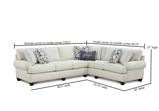 Southern Home Furnishings - Awesome Sectional in Oatmeal - 39-31L, 33R Awesome Oatmeal - GreatFurnitureDeal