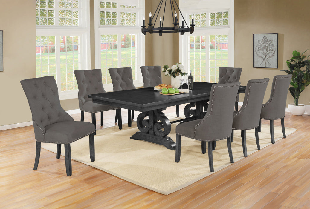 Mariano Furniture - 9 Piece Dining Table Set in Dark Gray - BQ-D88D9 - GreatFurnitureDeal