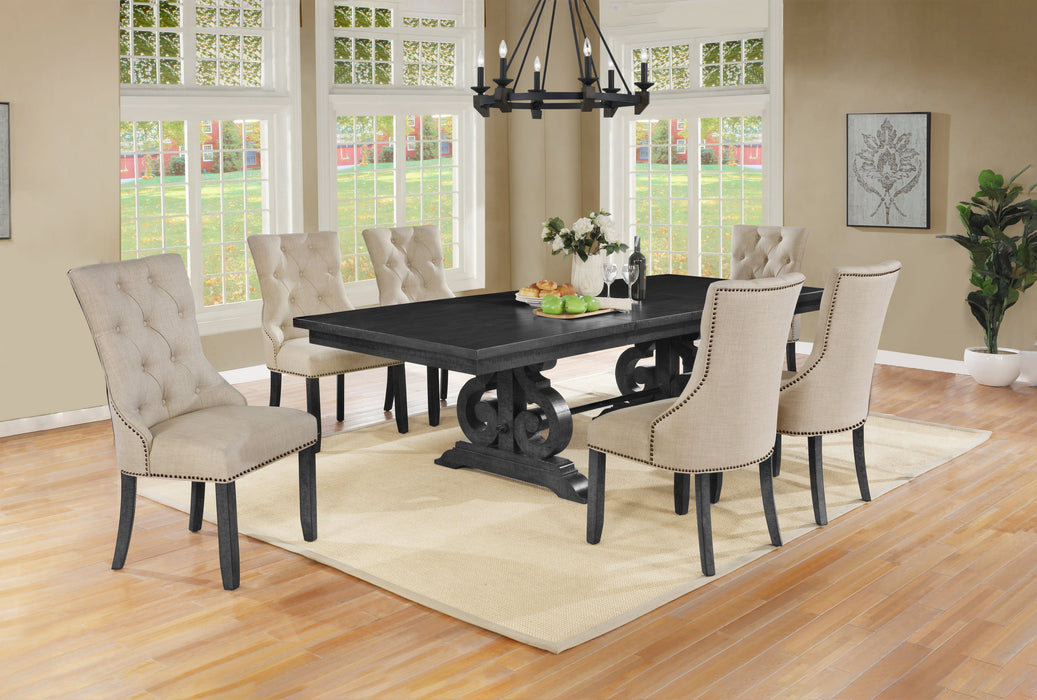 Mariano Furniture - 7 Piece Dining Table Set in Beige - BQ-D89-6SC - GreatFurnitureDeal