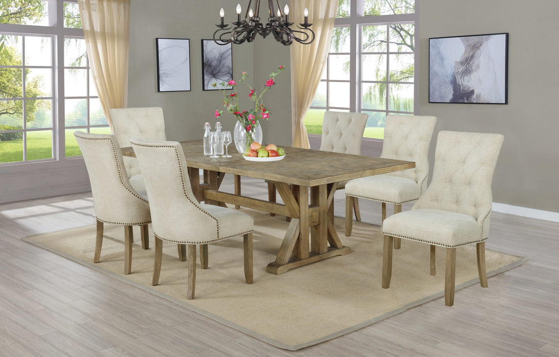 Mariano Furniture - 7 Piece Dining Table Set in Rustic Oak - BQ-D93-6SC - GreatFurnitureDeal