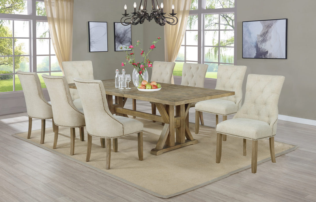 Mariano Furniture - 9 Piece Dining Table Set in Rustic Oak - BQ-D93-8SC - GreatFurnitureDeal