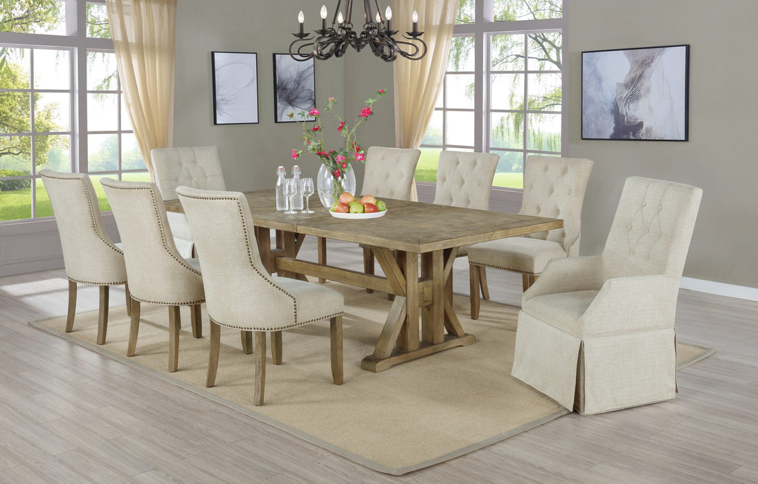 Mariano Furniture - 9 Piece Dining Table Set in Rustic Oak - BQ-D93D9 - GreatFurnitureDeal