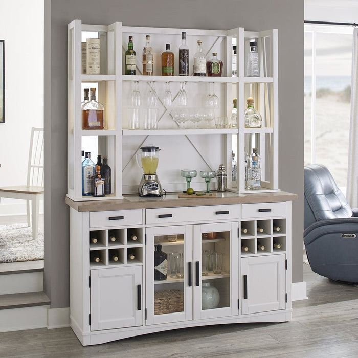 Parker House - Americana Modern 66 In. Buffet - Bar Open Hutch With Quartz Insert in Cotton - DAME#66-2-COT