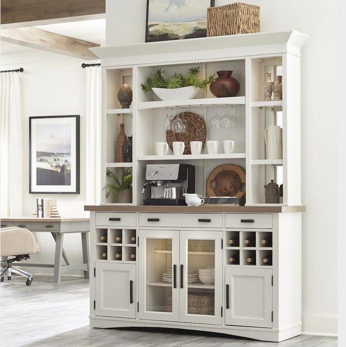 Parker House - Americana Modern Buffet - Display Hutch With Quartz Insert in Cotton - DAME#69-2-COT