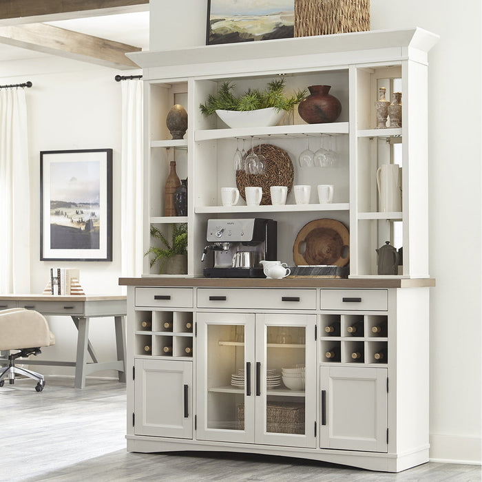 Parker House - Americana Modern Buffet - Display Hutch With Quartz Insert in Cotton - DAME#69-2-COT