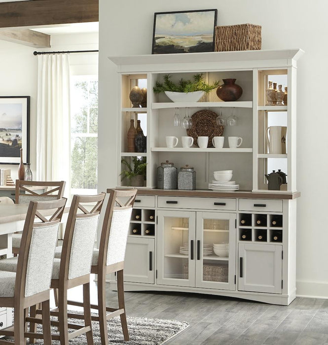 Parker House - Americana Modern Buffet - Display Hutch With Quartz Insert in Cotton - DAME#69-2-COT