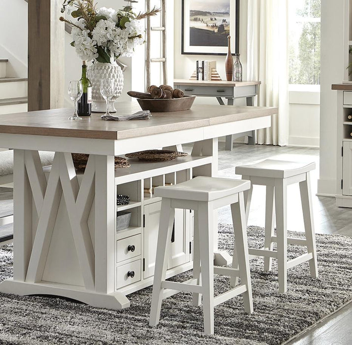 Parker House - Americana Modern 4 Piece 72 in. Island Counter-Height Table Set - DAME#72CH-2-COT-4SET - GreatFurnitureDeal