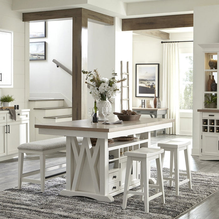 Parker House - Americana Modern 6 Piece 72 in. Island Counter-Height Table Set - DAME#72CH-2-COT-6SET - GreatFurnitureDeal