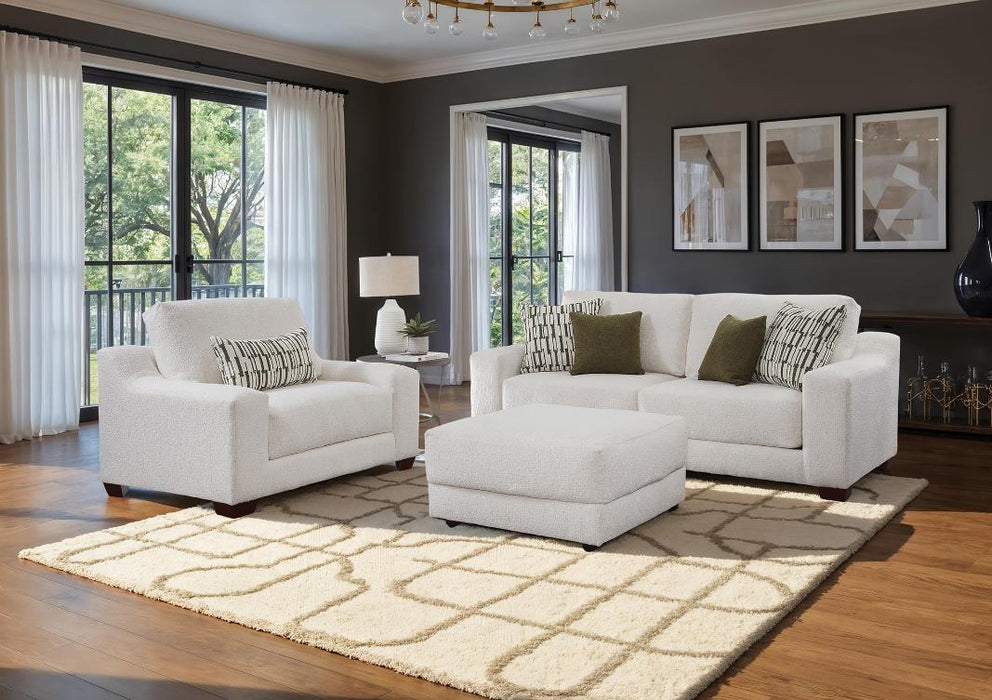 Mariano Fabric - Dana 3 Piece Sofa, Chair and Ottoman Set in Ivory - 8100-30-10-00