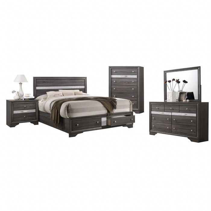 Mariano Furniture - David 5 Piece Eastern King Bedroom Set in Gray - BQ-DAV-EK4C - GreatFurnitureDeal