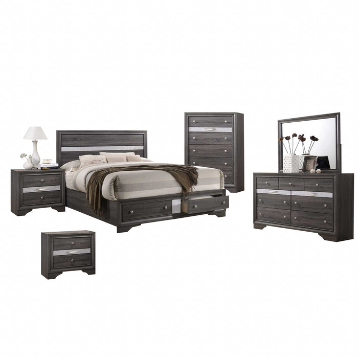 Mariano Furniture - David 6 Piece Full Size Bedroom Set in Gray - BQ-DAV-F4NC - GreatFurnitureDeal