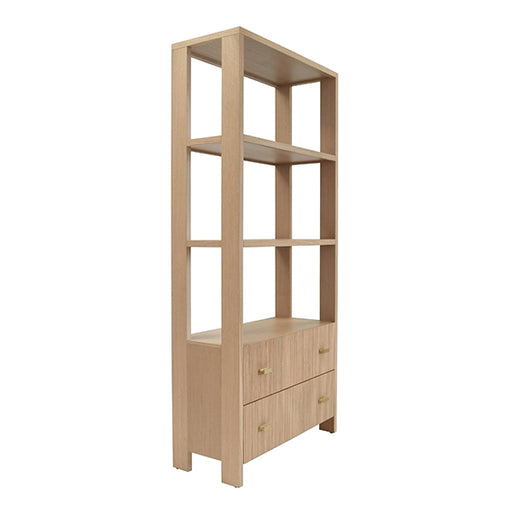 Worlds Away - Davie Two Drawer Etagere With Fluted Detail In Natural Oak - DAVIE NO - GreatFurnitureDeal