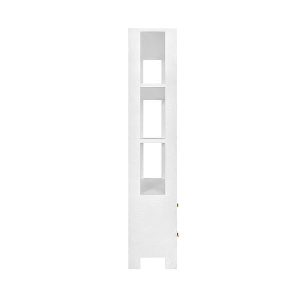 Worlds Away - Davie Two Drawer Etagere With Fluted Detail in Matte White Lacquer - DAVIE WH - GreatFurnitureDeal