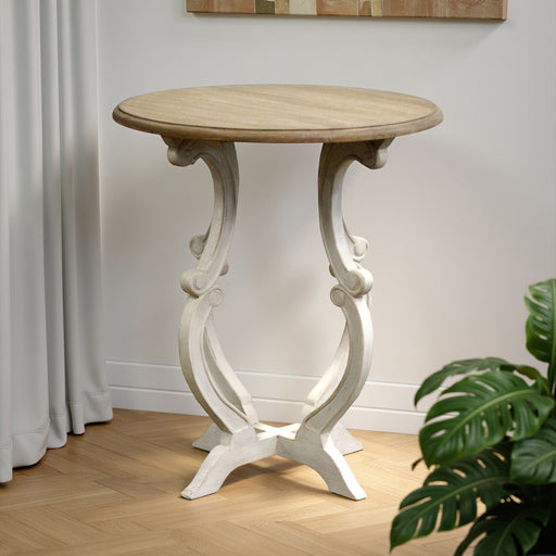 GJ Styles - Olivet Side Table with Distressed White Base - DF105 - GreatFurnitureDeal