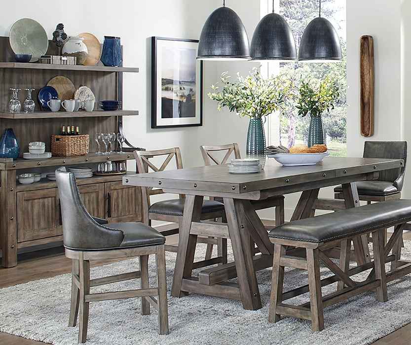 Parker House - Lodge 9 Piece Dining Counter Table Set in Siltstone - DLOD-9PC-TBL-2SL-2XBK-1B-HUT - GreatFurnitureDeal