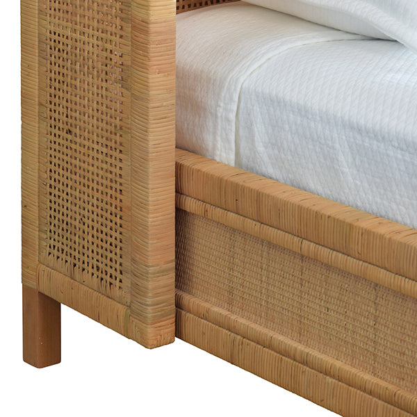 Worlds Away - Winged Headboard And Platform In Radio Weave Wrapped Rattan, Twin Size - DOLLY TWIN - GreatFurnitureDeal