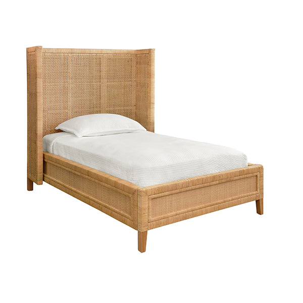 Worlds Away - Winged Headboard And Platform In Radio Weave Wrapped Rattan, Twin Size - DOLLY TWIN - GreatFurnitureDeal