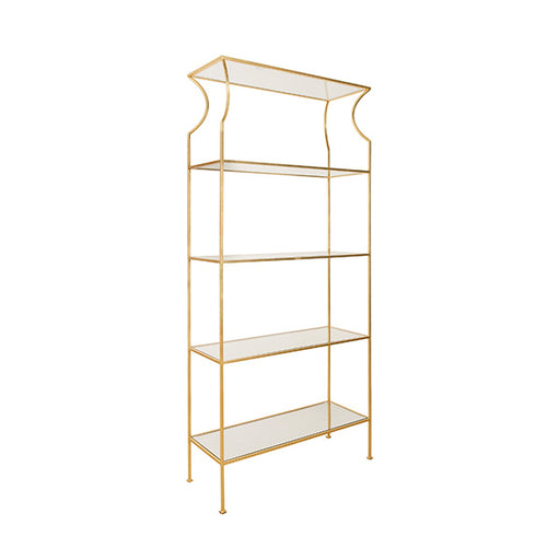 Worlds Away - Flared Top Etagere With Clear Glass Shelves In Gold Leaf - DOROTHY G - GreatFurnitureDeal