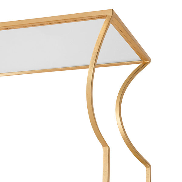 Worlds Away - Flared Top Etagere With Clear Glass Shelves In Gold Leaf - DOROTHY G - GreatFurnitureDeal