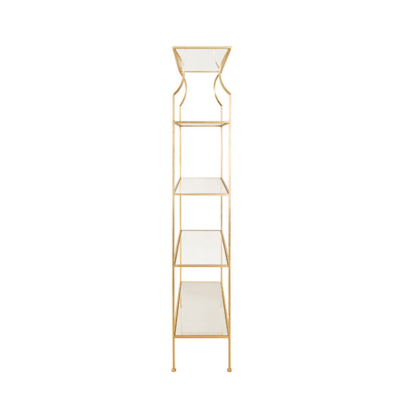 Worlds Away - Flared Top Etagere With Clear Glass Shelves In Gold Leaf - DOROTHY G - GreatFurnitureDeal