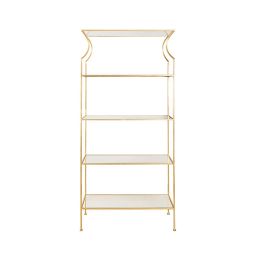 Worlds Away - Flared Top Etagere With Clear Glass Shelves In Gold Leaf - DOROTHY G - GreatFurnitureDeal