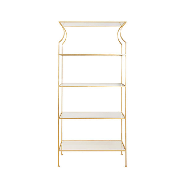 Worlds Away - Flared Top Etagere With Clear Glass Shelves In Gold Leaf - DOROTHY G - GreatFurnitureDeal