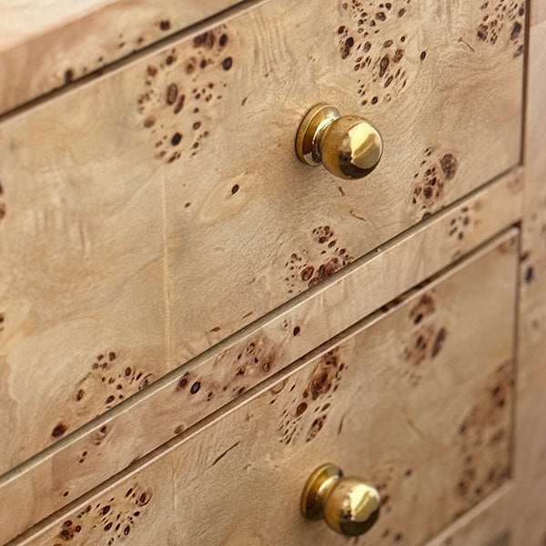 Worlds Away - Two Drawer Side Table With Open Top Shelf In Burl Wood With Polished Brass Knobs - DOUGLAS BW - GreatFurnitureDeal