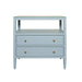 Worlds Away - Two Drawer Side Table With Open Top Shelf In Textured Light Blue Linen With Polished Brass Knobs - DOUGLAS LB - GreatFurnitureDeal