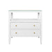 Worlds Away - Two Drawer Side Table With Open Top Shelf In Textured White Linen With Polished Brass Knobs - DOUGLAS WH - GreatFurnitureDeal