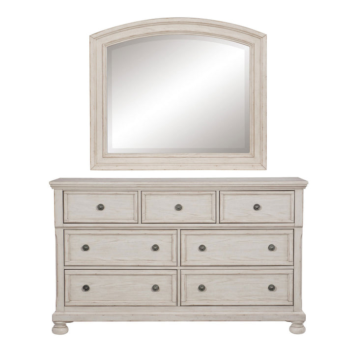 Homelegance - Bethel 7 Drawer Dresser and Mirror Set in Wire-Brushed White - 2259W-5-6 - GreatFurnitureDeal