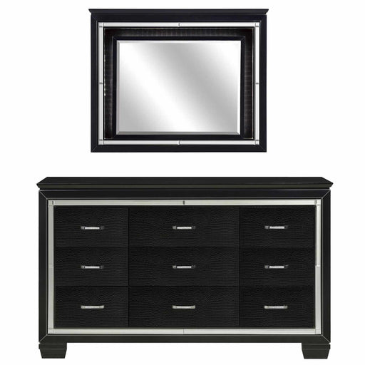 Homelegance - Allura 9 Drawer Dresser and Mirror Set in Black - 1916BK-5-6 - GreatFurnitureDeal