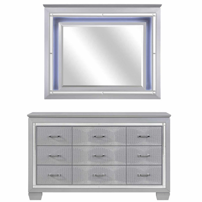 Homelegance - Allura 7 Piece Full Bedroom Set with LED Lighting in Silver - 1916F-1-7SET - GreatFurnitureDeal