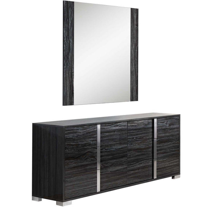 J&M Furniture - Alice Gloss Grey Dresser and Mirror Set - 15546-DR+M-GLOSS GREY - GreatFurnitureDeal