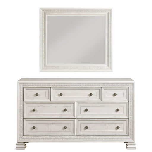 Homelegance - Theodora 7 Drawer Dresser and Mirror Set in Pearl White - 1596-5-6 - GreatFurnitureDeal