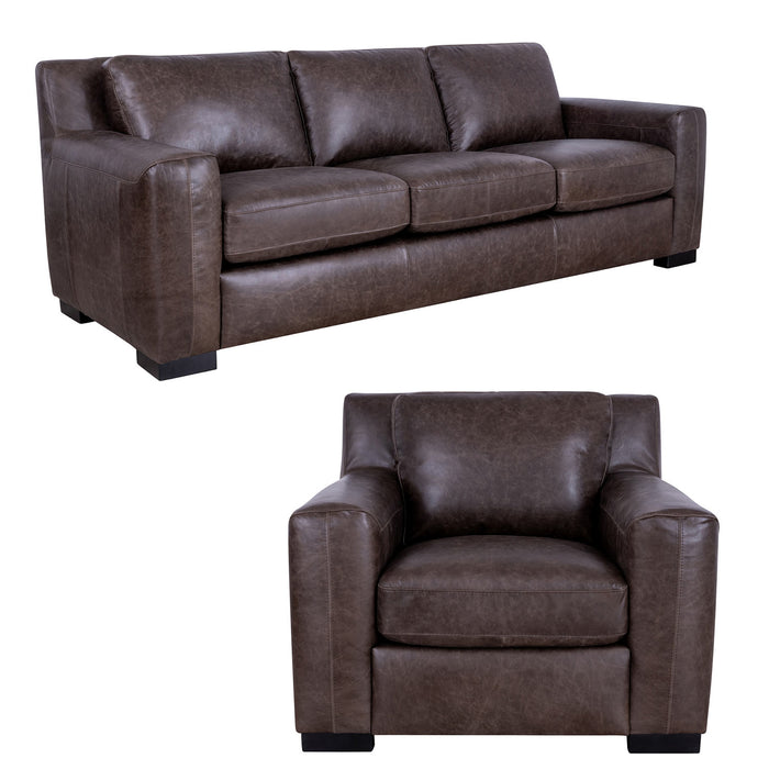 Mariano Italian Leather Furniture - Nora 2 Piece Sofa Set in Bomber Walnut - NORA-SC-3516 Bomber Walnut