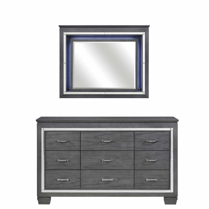 Homelegance - Allura 10 Piece King Bedroom Set with LED Lighting in Gray - 1916K-1EKGY-10SET - GreatFurnitureDeal