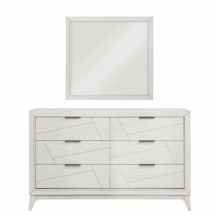 Homelegance - Asteria 6 Drawer Dresser and Mirror Set in Antique White - 1355-5-6 - GreatFurnitureDeal