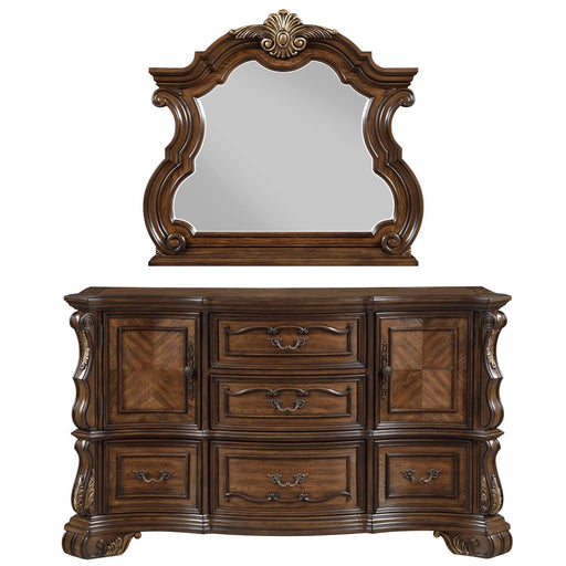 Homelegance - Gilmartin Dresser and Mirror in Dark Brown - 2424-5-6 - GreatFurnitureDeal