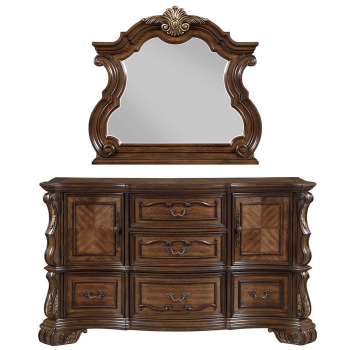 Homelegance - Gilmartin Dresser and Mirror in Dark Brown - 2424-5-6 - GreatFurnitureDeal