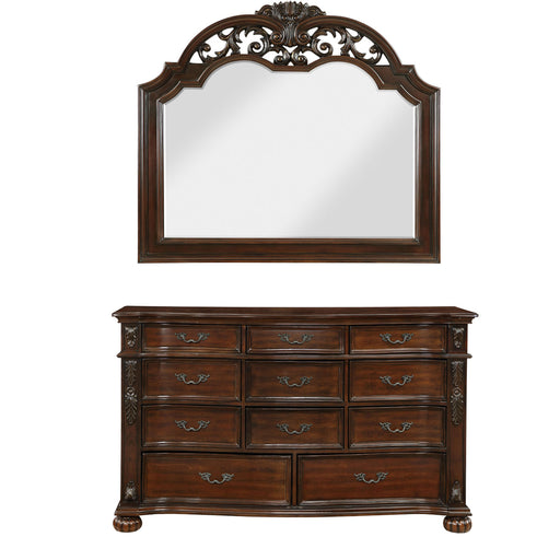 Homelegance - Adelina 11 Drawer Dresser and Mirror Set in Cherry - 1468-5-6 - GreatFurnitureDeal