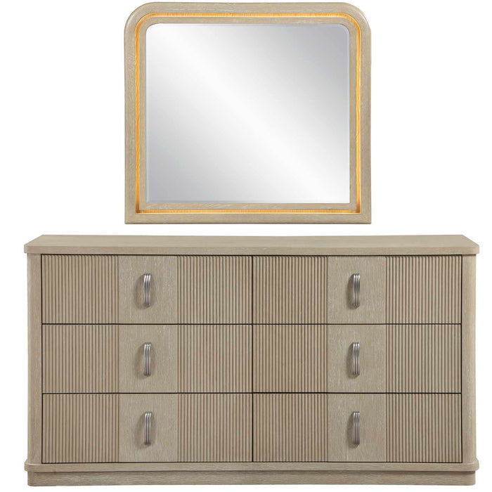 Homelegance - Ribbon Dresser and Mirror in Light Brown