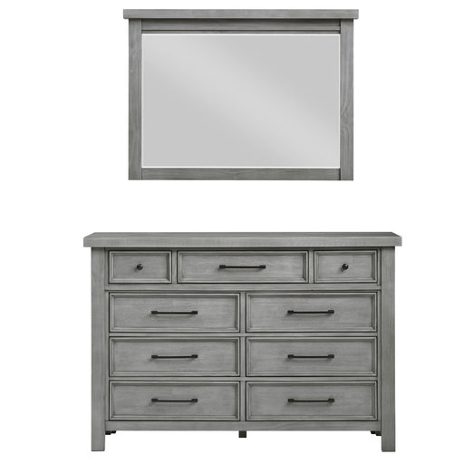 Homelegance - Logandale 9 Drawer Dresser and Mirror Set in Antique Gray - 1559DG-5-6 - GreatFurnitureDeal