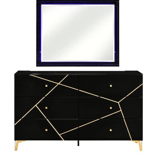 Homelegance - Orlo Dresser and Mirror in Black - 2455NBK-5-6 - GreatFurnitureDeal